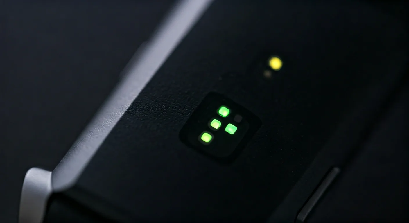 Why Is My Fitbit Not Tracking My Sleep? 6 Quick Fixes 2 Glowing green optical heart rate sensors on the back of a Fitbit - detail